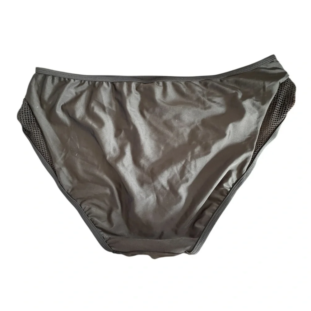 Women’s Solid Black High Waist High Leg Cut Bikini Swim Bottom Size 1 XL